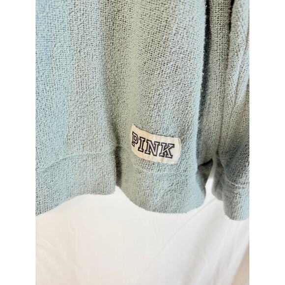 Victoria’s Secret PINK Blue Terry Soft Oversized Mock Neck Sweatshirt Size L - Picture 3 of 6